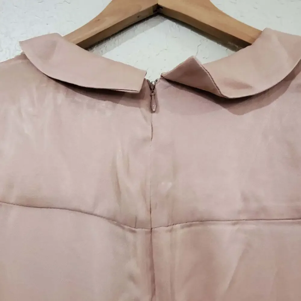 Free People Jumpsuit Womens Sz 8 Mystic Tan Pink Satin Silky Glam Festival Party